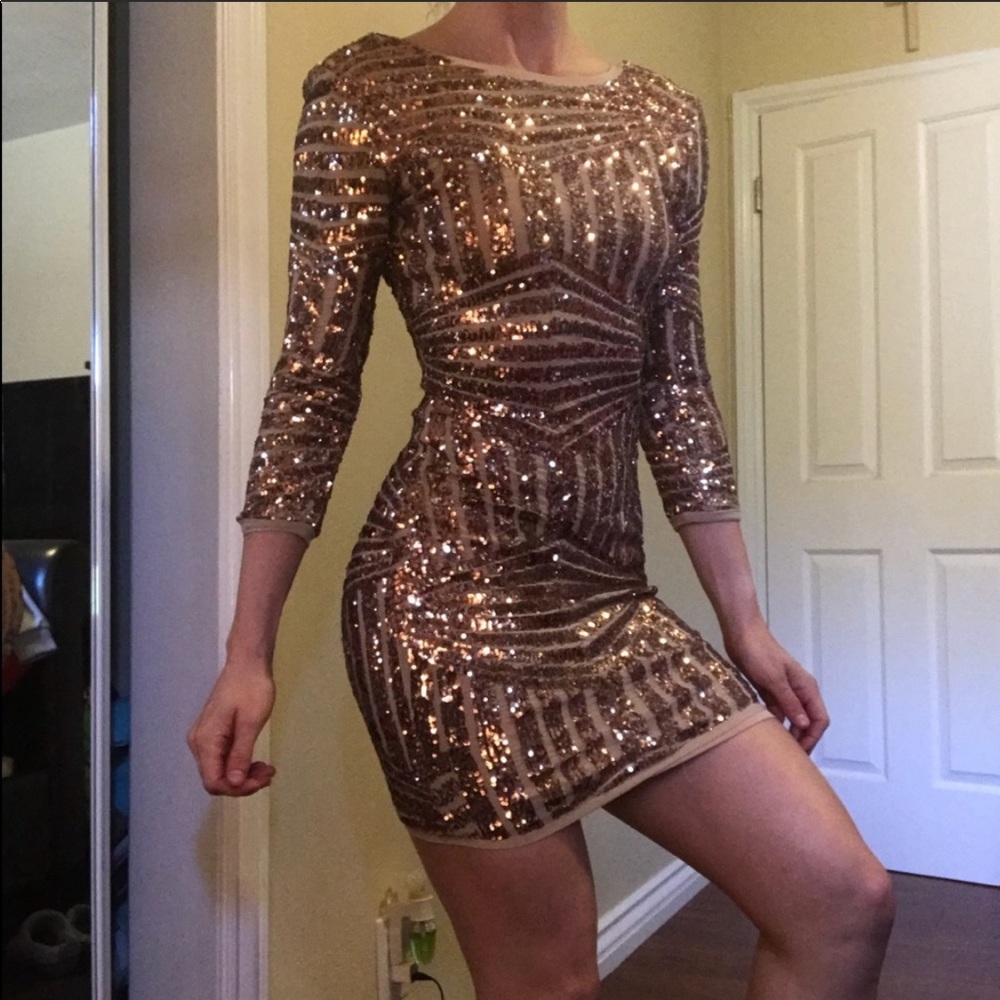 Gold sequin dress